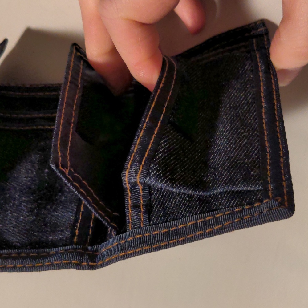 1970 Vintage LeVI'S Denim Trifold Unisex Wallet Dark Blue EUC - Picture 11 of 14